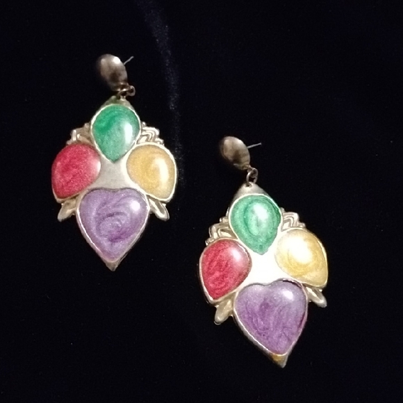Colorful Gemstone Drop Earrings - Picture 1 of 5